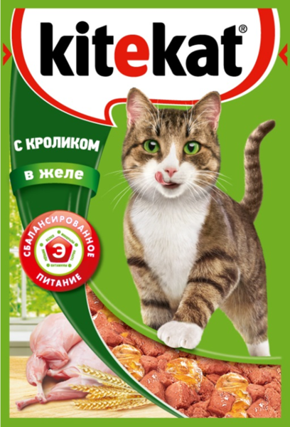 Kitekat пауч кролик в желе 85г