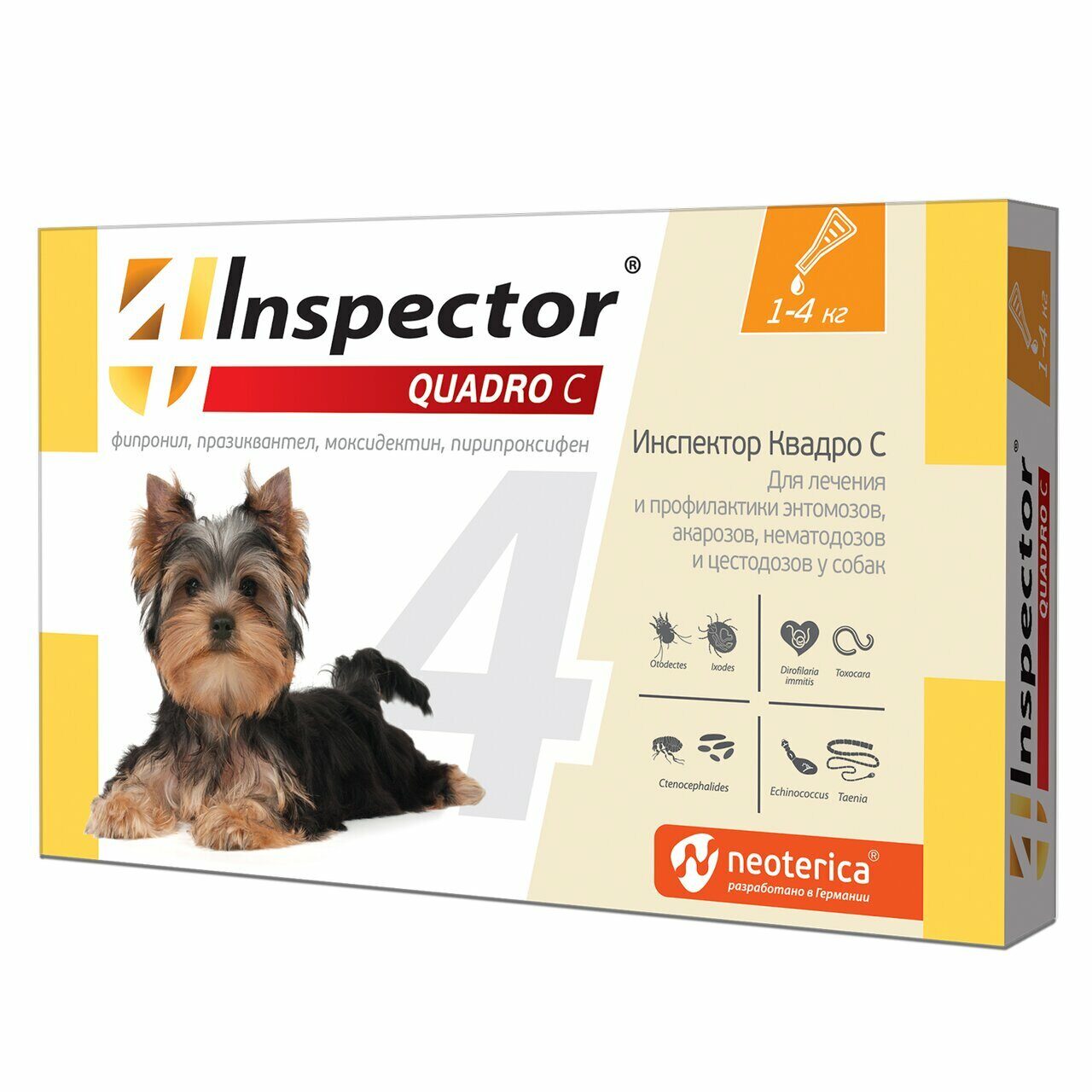 Inspector Quadro капли на холку для собак 1- 4 кг